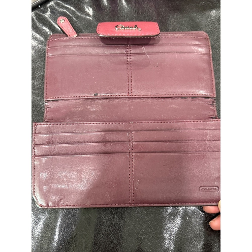 Coach Pink Leather Wallet Clutch Snap Closure Organizer Card Holder - Picture 4 of 6